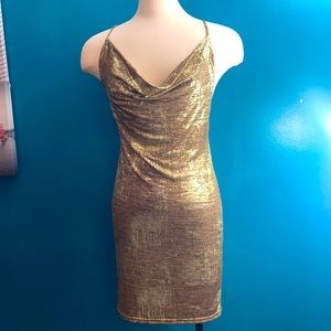 Shimmery gold cocktail dress